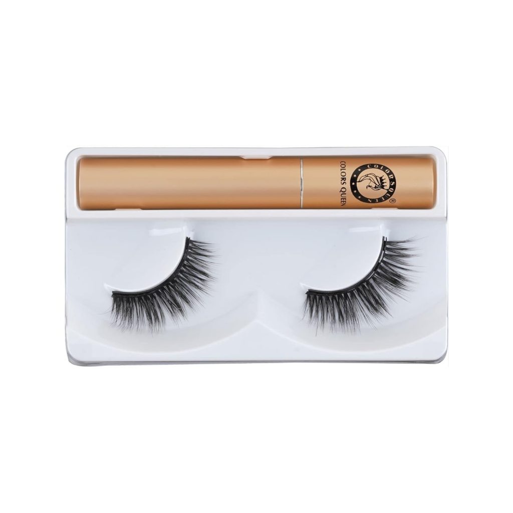 Colors Queen Magnetic Eyeliner Eyelashes for Women | Eye Makeup Lash 5D, Fake Eyelash Long Natural Eyelashes 1 Pair with 5g Eyelash Glue (06)