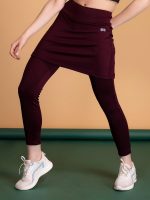 Clovia Women's Snug-Fit High Rise Active Skirt with Attached Tights in Purple - Image 5