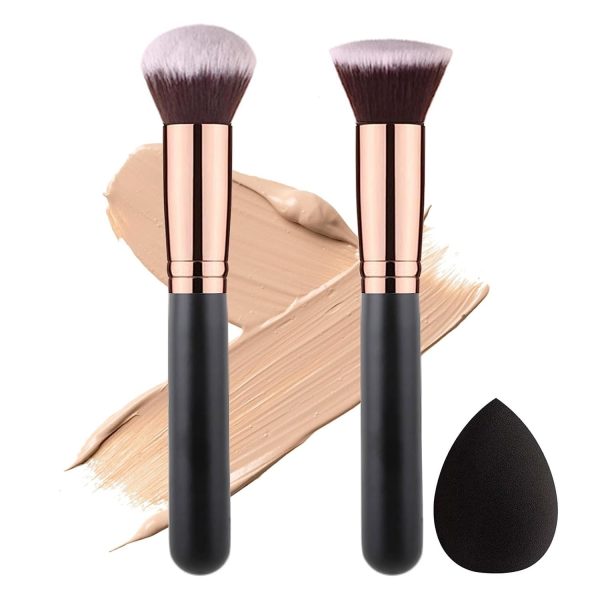 Spanking Persian Bristle Brush and Powder Sponge Puff Makeup Set- Multicolour (Black,White, Pink), 2 Pcs Brush And 1 Makeup Blender