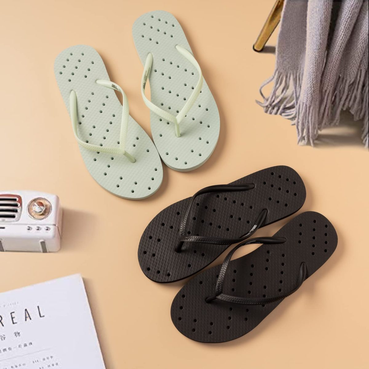 DRUNKEN Slippers for Men Women Flip Flops Chappals Slides Sandals Stylish Sleeper Man Sliders Footwear Flats Girls Ladies Clogs Bathroom Daily Use Chapal Hawai Black- 6-7 UK - Image 3