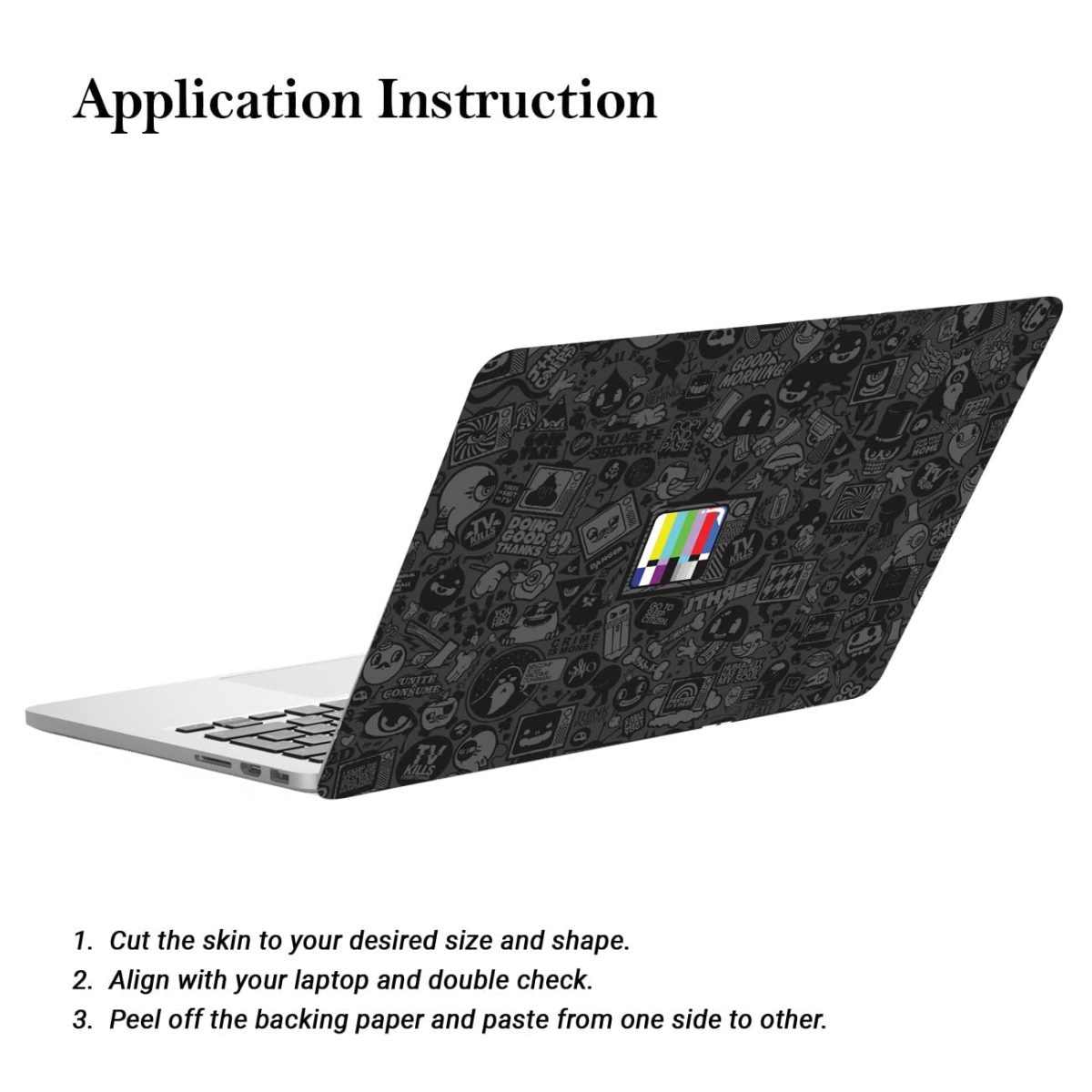 ISEE 360® Black n White Laptop Skin Vinyl Stickers for All Laptop Multicolour Size L X H 16 X 11 Inch - Image 6