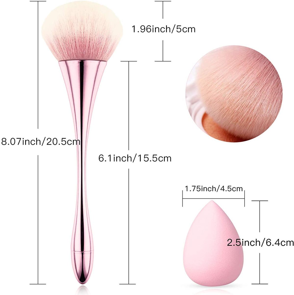 KIRA Super Large Mineral Powder Brush, Nail Brushes Kabuki Makeup Brushes Soft Fluffy Foundation Brush Blush Brush, Professional Powder Brushfor Daily Makeup (Multicolor)(1 PCS BRUSH ) - Image 3