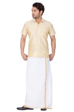 VASTRAMAY Men's Silk Blend Ethnic Shirt - Half Sleeves, South Indian Traditional Shirt for Weddings, Festivals, & Casual Wear - Image 5
