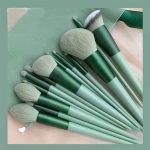 lizepto 13 Pcs Makeup Brushes Set with Bag – Foundation, Concealer, Powder, Blush, Highlighter, Eyeshadow & Eyebrow Brushes – Travel Makeup Kit for Beginners & Makeup Artists (Green) - Image 5