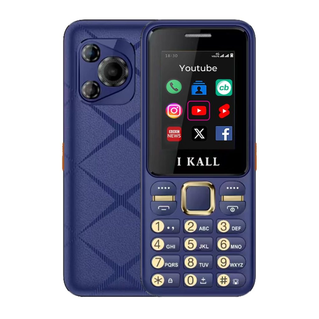 IKALL I7 4G Keypad Mobile Phone | 2.4" Display, Dual SIM, Type-C Charging | Multimedia Cloud Phone with Loud Speaker | Pre-Loaded Facebook, YouTube, Instagram (Blue)
