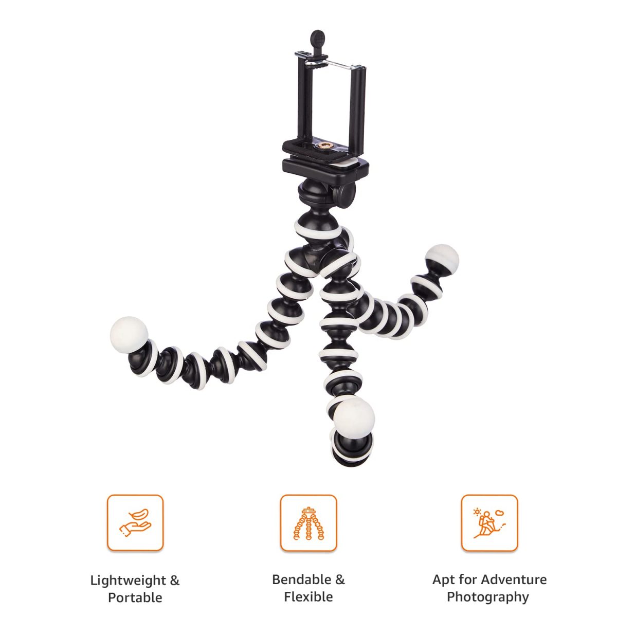 Amazon Basics Gorilla Tripod/Mini Tripod for Mobile Phone with Phone Mount with Flexible Gorilla Stand for DSLR, Action Cameras, Ring Lights, Panel Reflectors, Umbrellas, and Flashlights (13 Inch) - Image 3