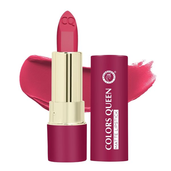 Colors Queen Lippie Creamy Matte Lipstick | Single Swipe Application, Long Lasting & Highly Pigmented | Lightweight Lipstick for Women Infused with Jojoba Oil and Vitamin E (02 - Maple Magenta, 5g)
