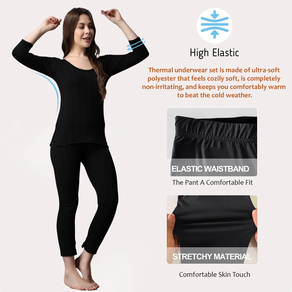 FF Winter Wear Thermal Upper Vest and Bottom Lower Warmer Combo for Women Long Johns Underwear Set - Image 6