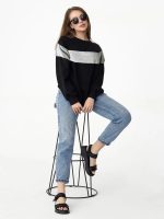 LEOTUDE Women's Boyfriend/Loose Fit Solid Round Neck Sweatshirt (Color Zblack) |Material: Loopknit - Image 5