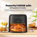 INALSA Air Fryer 3.5 ltr|1400 W with Air Crisp Technology|Temperature & Timer Control|8 Preset Menu & Digital Display|Air fry, Bake,Roast,Reheat,Dehydrate|Airfryer Recipe book-NutriFry 3.5 - Image 8