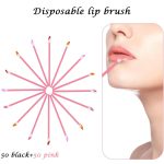 100Pcs Lipstick Brush, Makeup Brush Set, Includes 50 Hollow Black and 50 Hollow Pink Wands, Ideal for Lipstick, Lip Gloss, Eyeshadow, and Concealer Application, Travel-Friendly Makeup Applicator Kit - Image 5