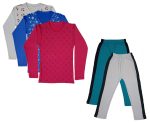 IndiWeaves Girls Cotton Full Sleeve Printed T-Shirts and Cotton Capri 3/4 Pants(Green,White,White,Blue,Magenta,17-18Years) Pack of 5