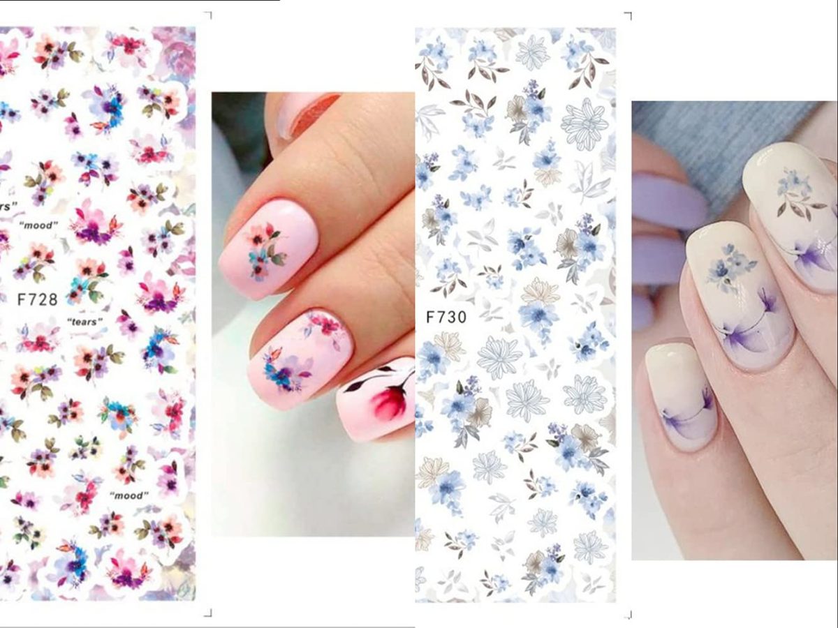 S.A.V.I 4 Sheets Self-Adhesive Floral Nail Stickers, Nail Decorations Fashion Accessories DIY Manicure - Image 2