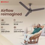Havells FAB BLDC Ceiling Fan 1200mm, 350 RPM, Savings upto 65%, Reverse Rotation, 4 Modes (Boost, Sleep, Breeze, Mop), Low Wattage 30W, Low Noise, Air Flow:225 CMM, 3 Year Warranty, Cocoa Brown - Image 7
