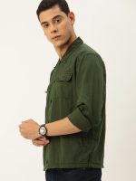 The Indian Garage Co Men's Cotton Slim Fit Solid Full Sleeves Cutaway Collar Casual Over Shirt - Image 5