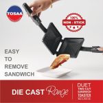Tosaa - TSTDUET Duet 2-Cut Gas Sandwich Toaster Non-Stick Aluminium | Compatibility with Gas Stoves | Flame-Proof Design | Heat-Resistant Handle | Sandwich Maker | Black - Image 11