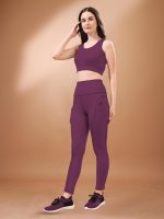 POOJARAN SAREE High-Waist Leggings with Phone Side Pocket, Gym wear Track Suit, Women's 2-Piece Workout Set, Sports Bra, Co-ord Set, Sports Running Suits, Yoga Wear Set - Image 5