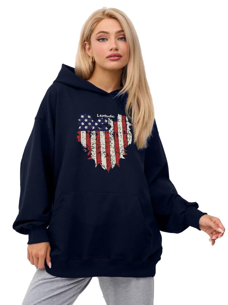 LEOTUDE Women's Loopknit Hooded Neck Sweatshirt