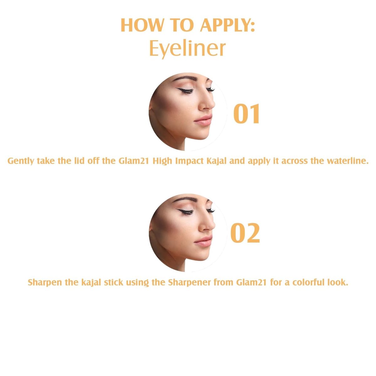 Glam21 High Impact Long Wear Kajal with Sharpener| Highly-pigmented Long-lasting | Gold - Image 5