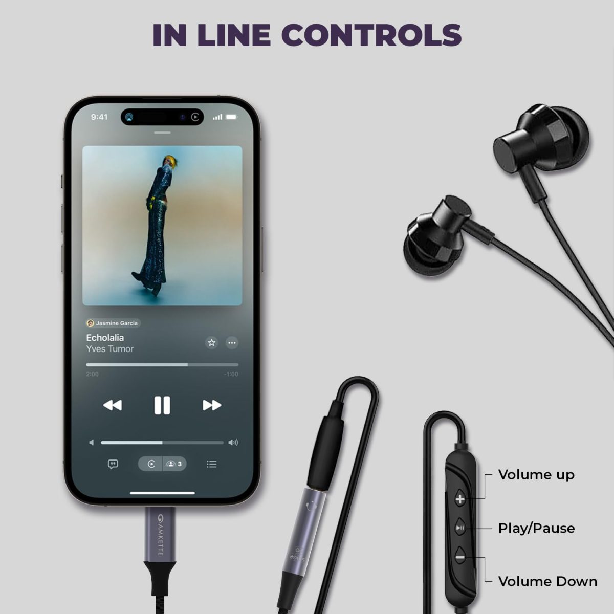 Amkette Type C to 3.5mm Audio Jack Connector | DAC Chipset | Kevlar Braided Cable | Compatible with iPhone 16,15 Series & Other Type C Phones | Premium Aluminum Build | Plug & Play Compatibility - Image 5