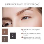 CS 3in-1 eyebrow powder palette,black,brown,dark brown eyebrow powder with application brush (SHADE B) - Image 3