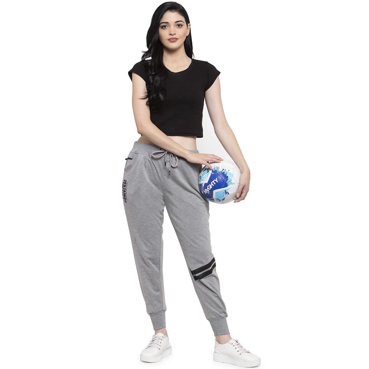 UZARUS Women's Cotton Slim Fit Joggers Track Pants with 2 Zippered Pockets - Image 3