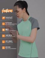 TECHNOSPORT Quickdry Womens Slimfit Roundneck Halfsleeve T-Shirt Odourfree Breathable UV Protection (WTW114_123P) - Image 8