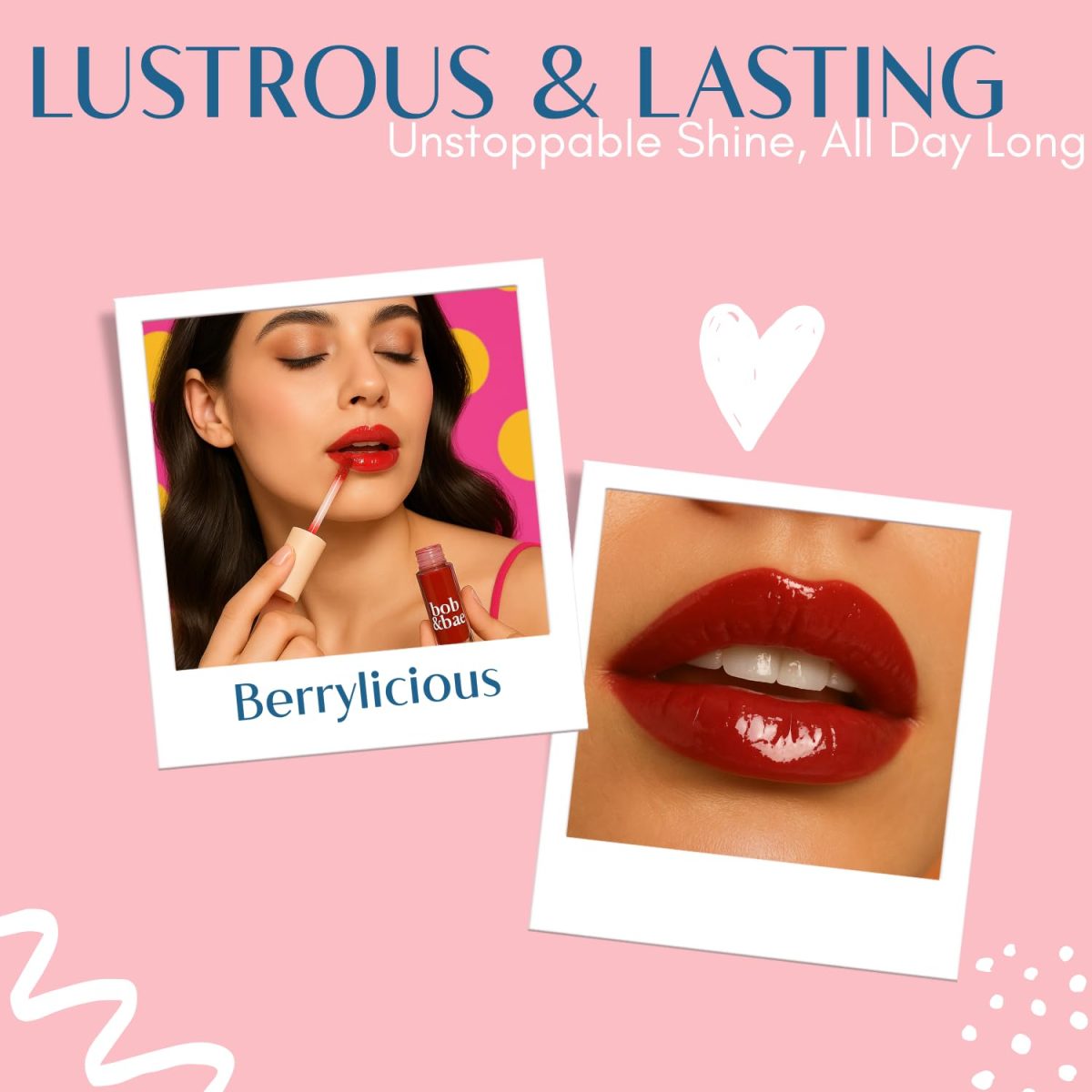 Bob & Bae Lip Gloss - Super Shine & Non-Sticky, with Subtle Tint, Hydrates, Nourishes & Protects Lips with Hyluronic Acid, Plumping Effect, Enriched with Niacinamide,Vegan, 2 Ml (Berrylicious) - Image 6