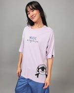Bewakoof Women's Graphic Printed 100% Cotton T-Shirt - Oversized Fit, Round Neck, Half Sleeves - Image 3