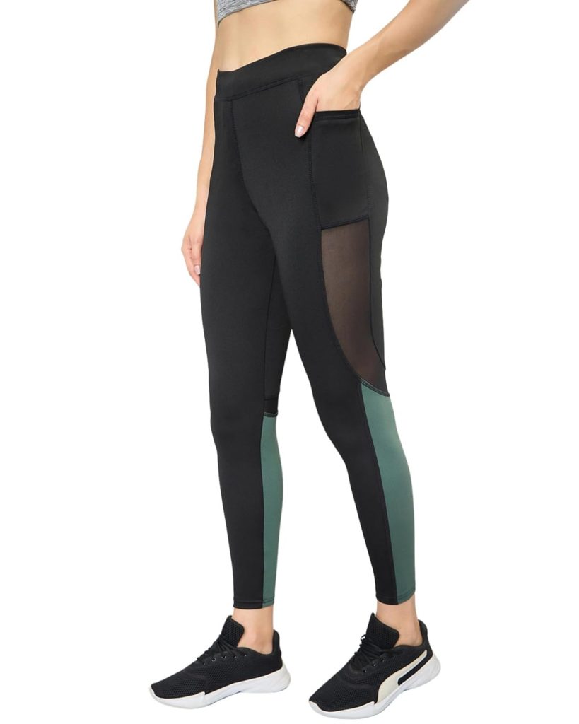 BLINKIN Women's Stretch Fit Mid Rise Stretchable Gym Pants Workout : The Ultimate Yoga Pants | Gym Track Pants with Mesh Insert & Side Pockets (5100)