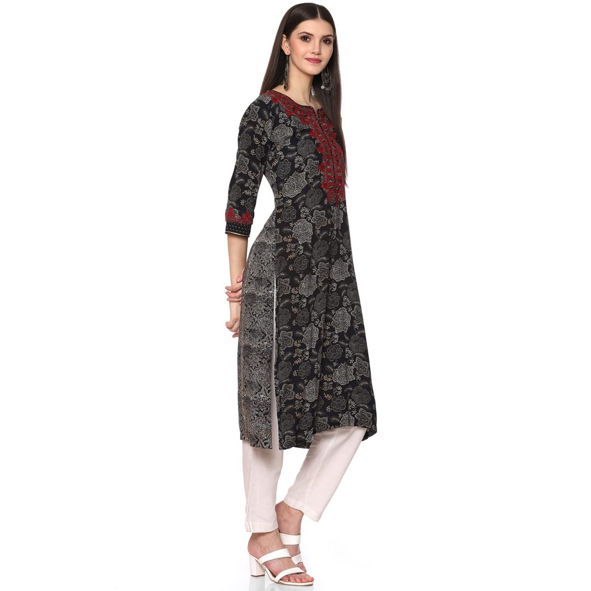 BIBA Women Rayon Straight Printed Kurta - Image 3