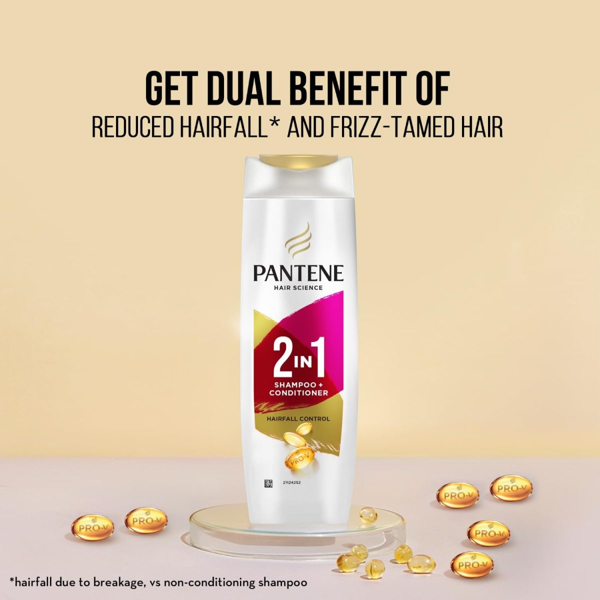 Pantene Advanced Hairfall Solution, 2in1 Hairfall Control Shampoo + Conditioner, Pack of 1, 180ML, Pink - Image 3