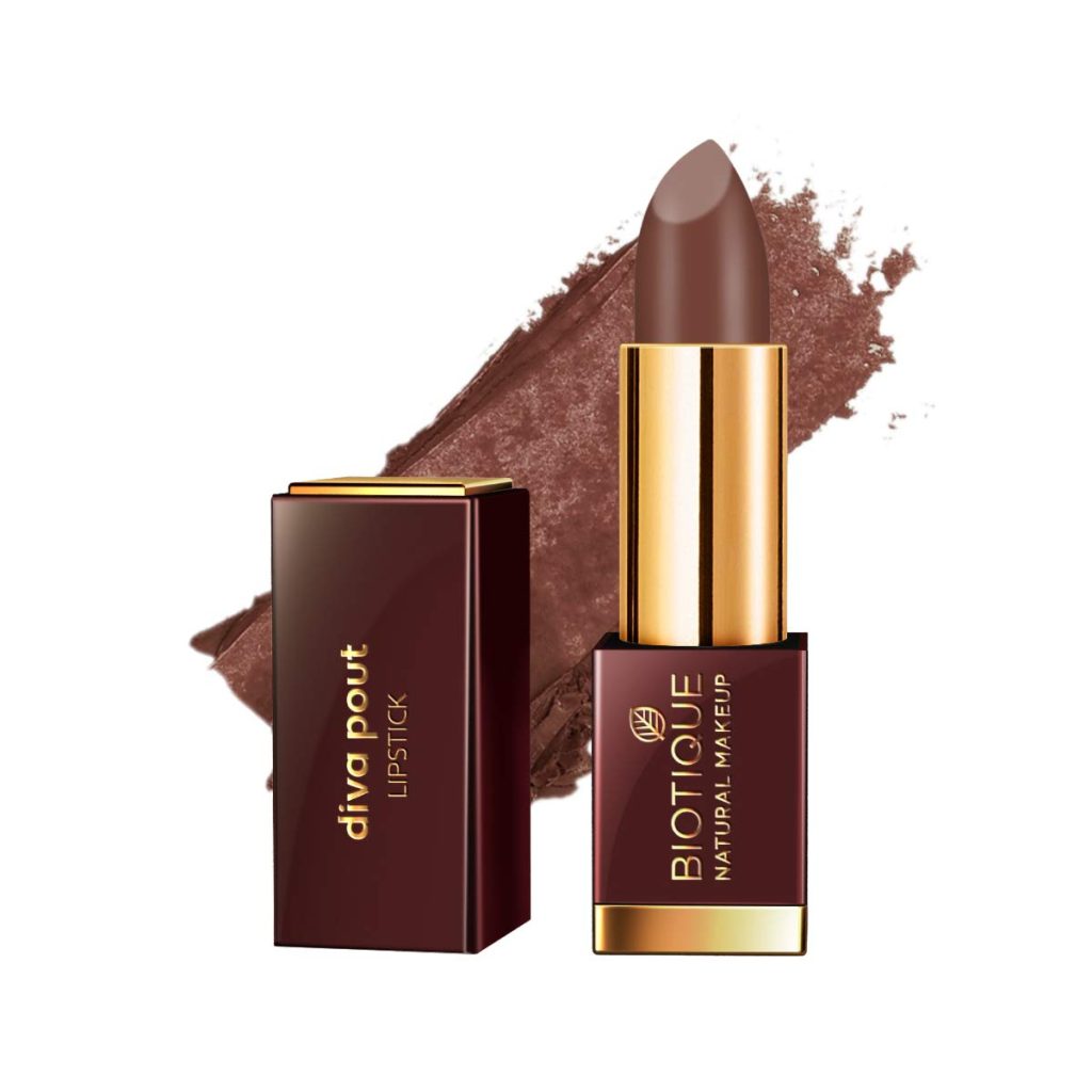 Biotique Natural Makeup Diva Pout Lipstick, Brown Sugar Love