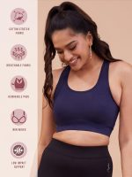 NYKD Women's Everyday Cotton Padded Sports Bra for Gym/Running/Workout Full Support | Removable Pads | Wirefree | Full Coverage | Stretchable - NYK059 - Image 2