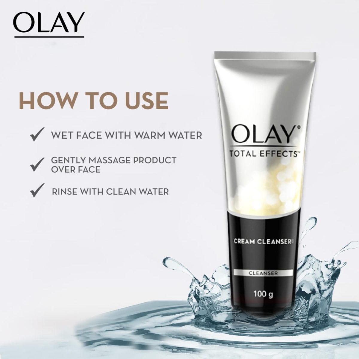 Olay Total Effects Cleanser |with Salicylic Acid & Exfoliating Silica beads |Throughly cleanse and exfoliate skin for glowing, younger looking skin |Suitable for Normal, Dry, Oily & Combination skin |100 gm - Image 5