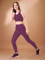 POOJARAN SAREE High-Waist Leggings with Phone Side Pocket, Gym wear Track Suit, Women's 2-Piece Workout Set, Sports Bra, Co-ord Set, Sports Running Suits, Yoga Wear Set - Image 7