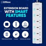 EMBOX Extension Board with Switches 1500 W, 6Universal Sockets, Individual Switch, Safety Shutter, 6 amp Spike Guard, LED Indicator and Safety Shutter, 1.8 Meter Extension Cord - Image 3