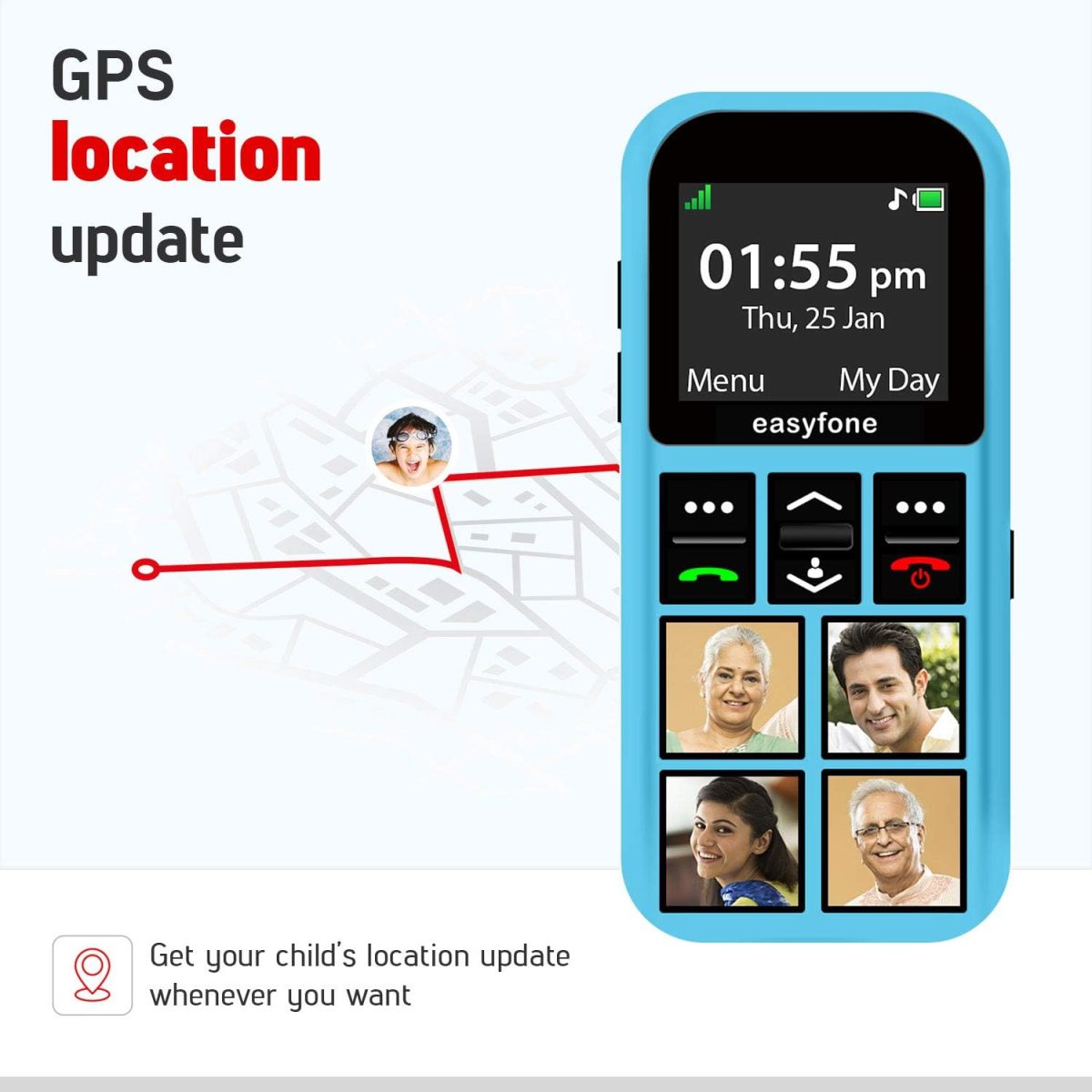 easyfone Star - Safety Device Cum Phone for Kids with SOS, GPS Tracking, Discreet Listening, Photo Dial, No Internet, 10 Days Battery Backup, Parental Control by Seniorworld - Image 3