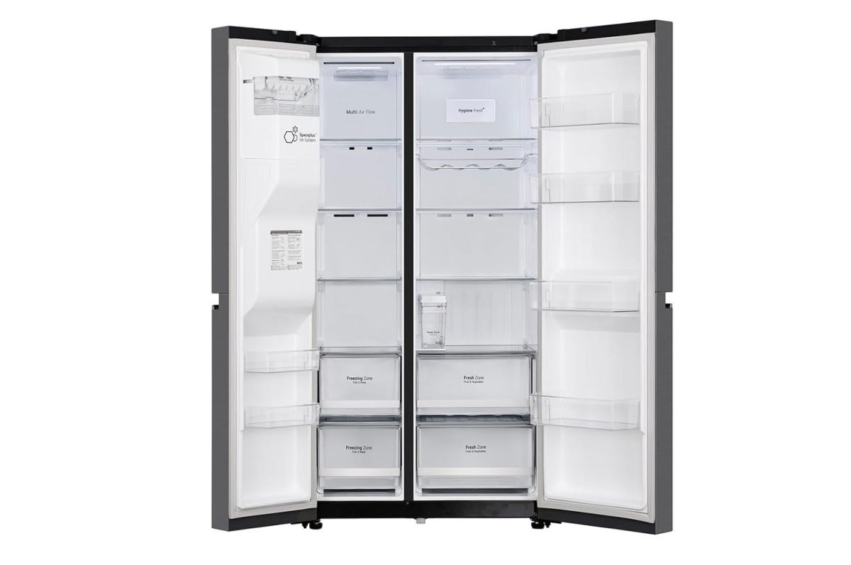 LG 630 L, 3 Star, Frost-Free, Double Door, Door Cooling+, Hygiene Fresh+, Smart Inverter, Wi-Fi Convertible Side By Side Refrigerator with AI ThinQ (GL-L257CMC3, Matt Black, Ice & Water Dispenser) - Image 3