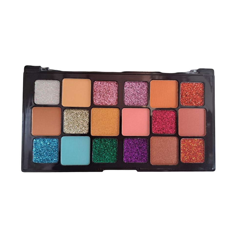 Bellokaira 2 in 1 Matte + Glitter Eye shadow Palette Pack of 18