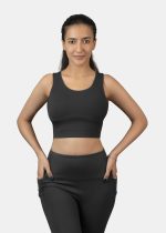STRCH Nylon Cross Back Sports Bra for Women – Medium Support, Removable Padded Bra for Gym, Yoga, Running, Super Stretch, Sweat-Wicking, Lightweight, Breathable, Elastic Bottom Band for Grip - Image 2