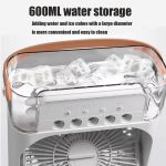 SHENGYI Portable Air Conditioner Fan, Mini Personal Evaporative Air Cooler Oscillation/Humidifier/Timing Function, Desktop Misting Fast Cooling Fan With Led Light For Room Office Camping (White) - Image 6