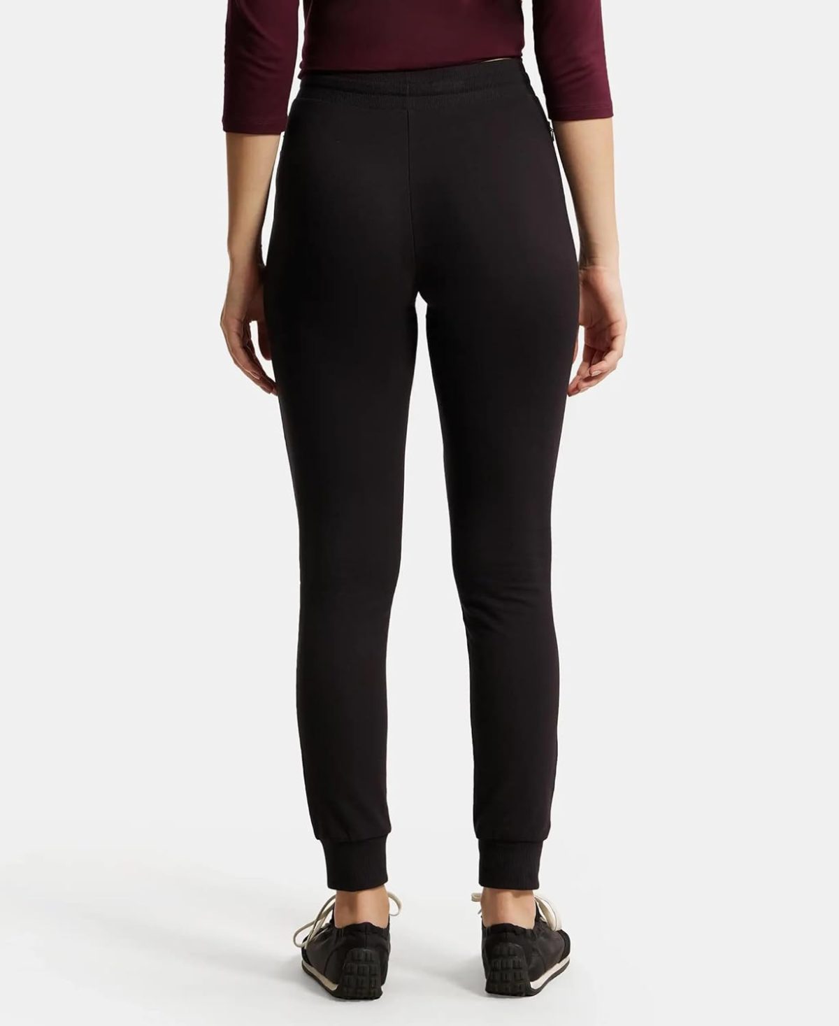 Jockey 1323 Women's Super Combed Cotton Elastane French Terry Slim Fit Mid Rise Joggers with Zipper Pockets - Image 3