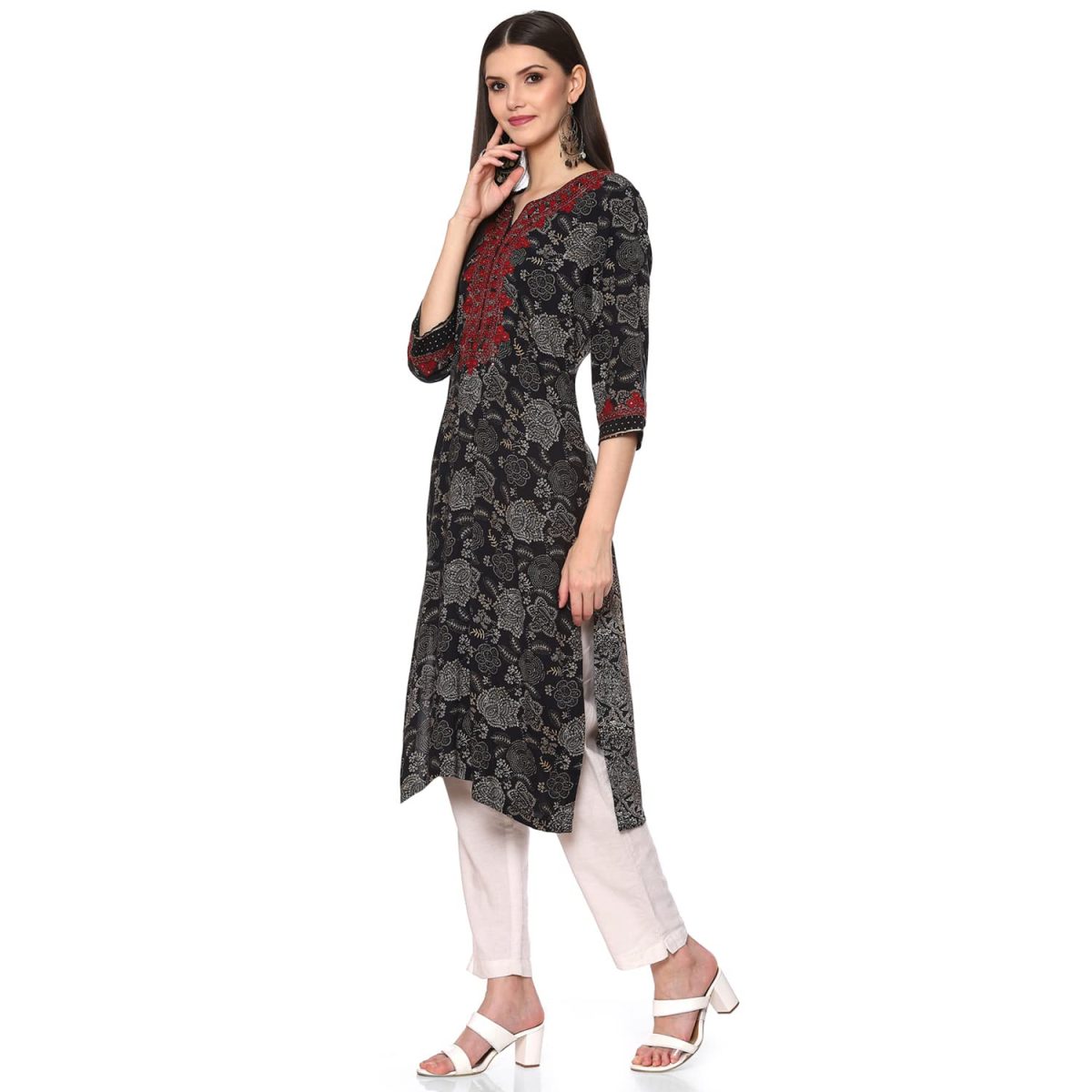 BIBA Women Rayon Straight Printed Kurta - Image 2