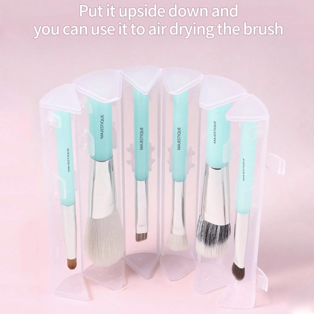 Majestique Makeup Brush Set Professional – 6-Piece Compact Make Up Brush Kit with Foldable Case | Includes Foundation Brush, Blush Brush, Eye & Lip Tools | Travel-Friendly Makeup Brushes Set - Image 4