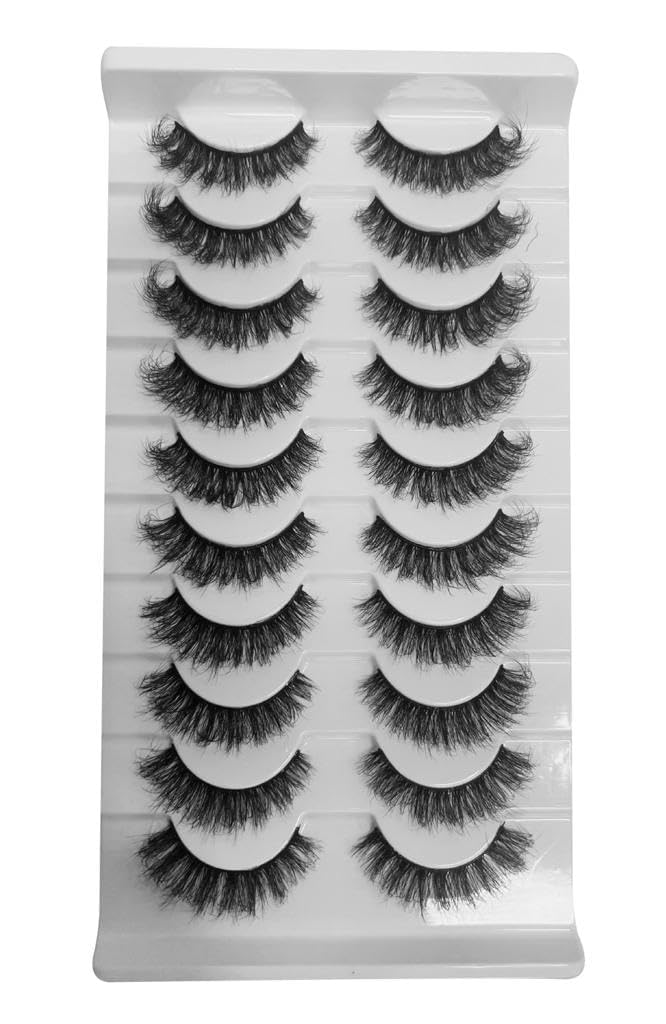 Vanity 3D Faux Mink Natural Eyelashes Pack of 10 False Eyelash, Eye Makeup Lash Posh 10 Pairs Lashes 10-16mm, pack of 10 Pair Artificial Eye Lashes
