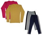 IndiWeaves Girls Cotton Full Sleeve Printed T-Shirts and Cotton Capri 3/4 Pants (Grey,Navy Blue,Magenta,Yellow,15-16 Years) Pack of 4