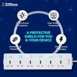 EMBOX Extension Board with Switches 1500 W, 6Universal Sockets, Individual Switch, Safety Shutter, 6 amp Spike Guard, LED Indicator and Safety Shutter, 1.8 Meter Extension Cord - Image 4