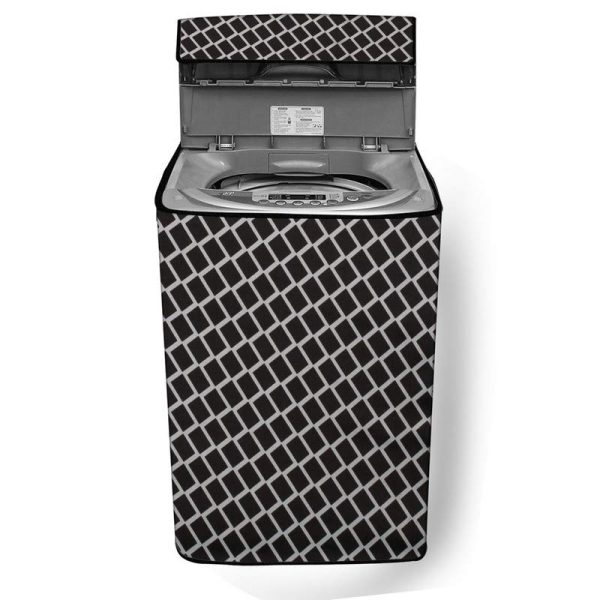 Stylista Washing Machine Cover Compatible for LG 11.0 Kg Inverter Fully-Automatic Top Loading THD11STB Argyle Pattern Grey