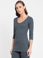 Jockey Women's Cotton Thermal Set (Top & Bottom Both, Charcoal) - Image 2